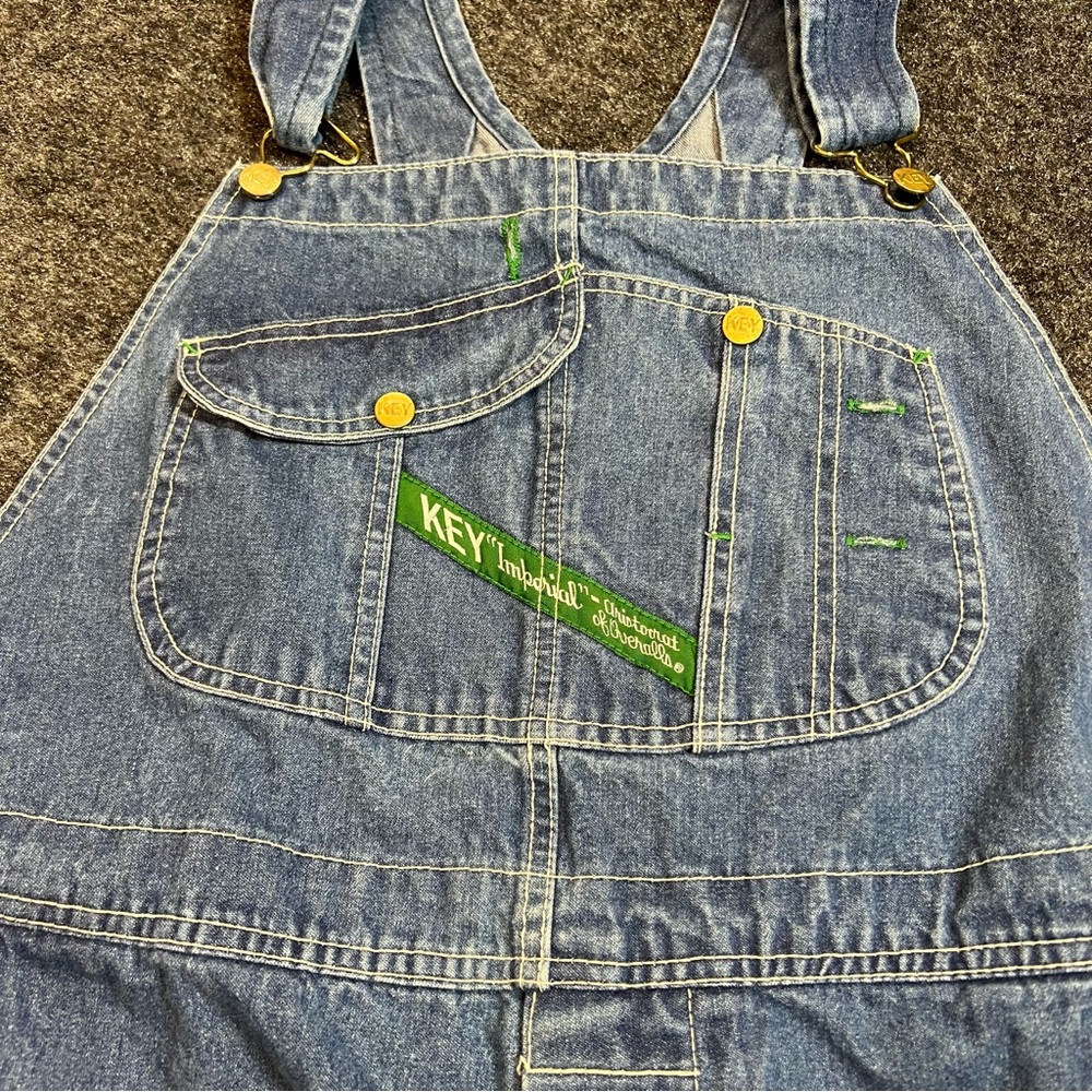 KEY Imperial Denim Overalls 42x29 Blue Workwear Carpenter Bib Jeans